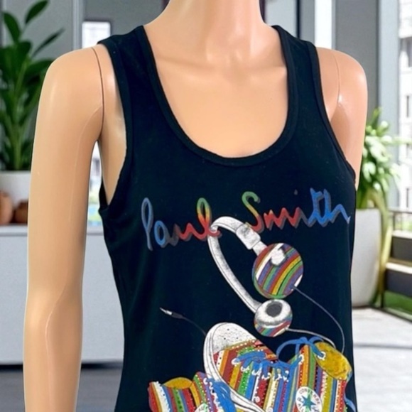 Paul Smith Women’s Black with Signature Stripe Rhinestone Chuck Taylor Tank Top - Picture 11 of 16